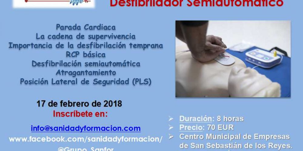 CURSO PRESENCIAL «SOPORTE VITAL BÁSICO (SVB) Y DESFIBRILADOR SEMIAUTOMÁTICO (DESA)»